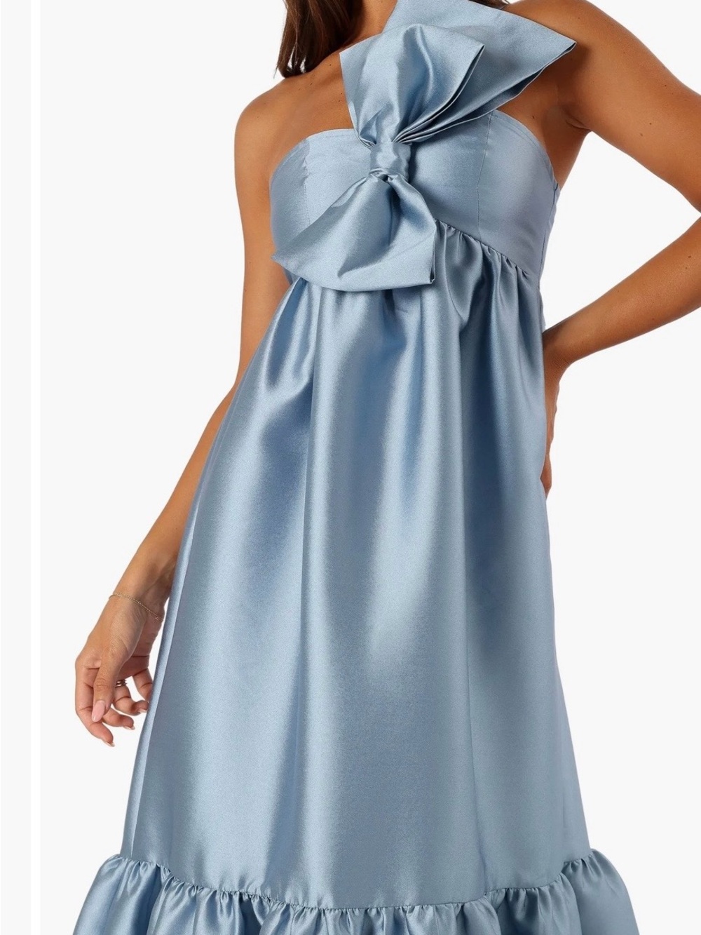 Petal and Pup Women’s Bettina Bow Front Maxi Dress in Blue